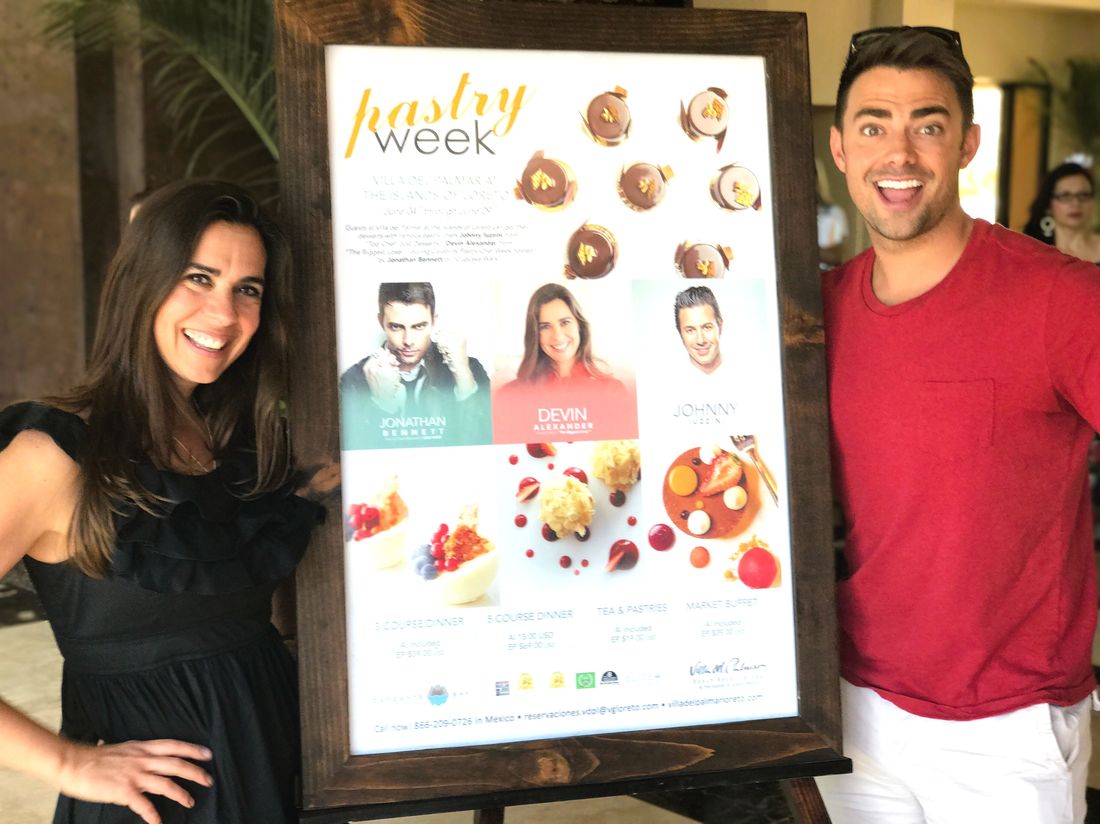 Devin Alexander with Jonathan Bennett at Celebrity Chef Pastry Week