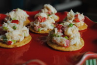 Asian Crab Salad Topped Brown Rice Crisps