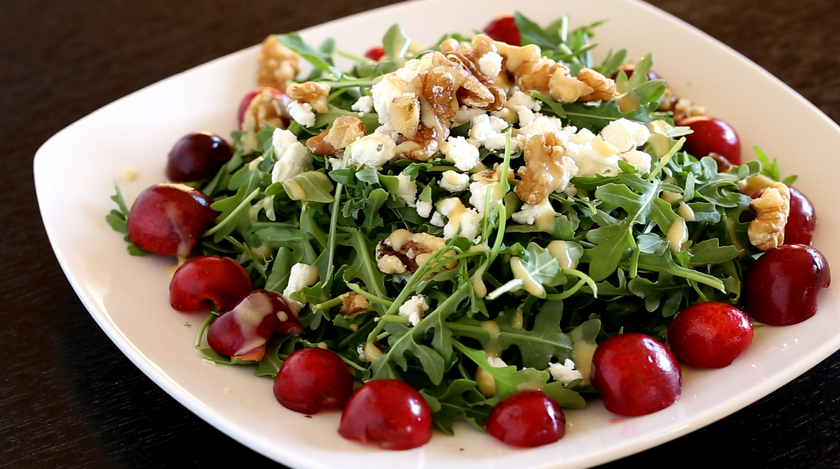 Arugula Sweet Cherry Walnut Salad
