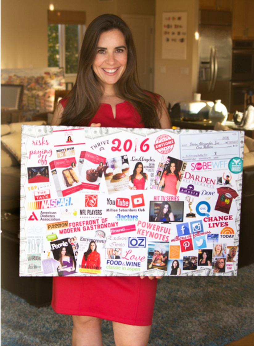 Devin Alexander holding her 2016 vision board